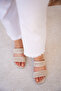 Page Knitted Detailed Double Strap Flat Women's Leather Slippers - 4