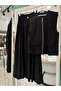 Vatkatex Stone-Embellished Vest and Skirt Set - Black - 40