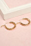 Women's Yellow Steel Textured Hoop Earrings - Serrated Shiny Design Casual Earrings - 5