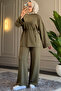6050 - Stylish, Comfortable, Soft Modal Knitted Fabric Women's Set with Waist Tie Detail - 6