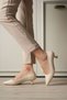Beige Women's Daily Short Heeled Stiletto Shoes Tr20Ms03B - 4