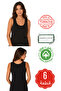 6-Pack Cotton Undershirt Women's 100% Cotton Black Wide Strap Tank Top-Made in Turkey