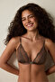 Brown Lace Triangle Bra Without Underwire and Padding - 4