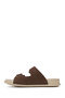 Women's Brown Double Buckle Nubuck Leather Comfort Slippers 26Pfd5017V3 - 3