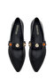 Women's Black Stone Leather Ballerinas 26Pfd201918 - 4