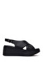 Women's Black Ankle Buckle Wedge Heeled Leather Comfort Sandals 26Sfd341126