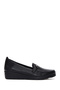 Women's Black Buckle Detailed Wedge Heeled Genuine Leather Loafer, Winter Shoes 25Afd4122Ft