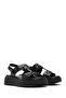 Women's Black Ankle Buckle Thick Soled Genuine Leather Comfort Sandals 25Sfd342518 - 3