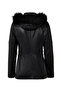 Hillary Women Black Collar Fur Hooded Leather Coat 25Wge56051M - 6