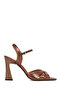 Women's Copper Ankle Boots Buckled High Block Heel Metallic Leather Sandals 26Sfd161932