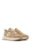 Women's Beige Lace-Up Thick Sole Sports Shoes, Suede Genuine Leather Sneaker 25Afd221110 - 3