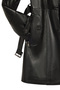 Rhoda(Plus) Women's Black Collar Fur-Trimmed Wide Fit Leather Coat 24Wge52931M - 6