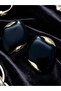 Black Oval Steel Earrings with Gold Frame - 2