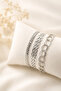 Minimal Stylish Daily Use Silver Color 3-Piece Combination Bracelet - 3