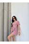 Women's Short-Sleeve Buttoned Ayrobin Fabric Jumpsuit (Colorful) - 4