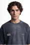 Men's Printed and Embroidered Washable Oversize T-Shirt Black - 3