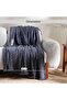 Vivian Knitted Throw With Fringes-130x170- Blue - 5