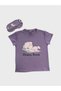 Cotton Purple Color Cat Patterned Short Sleeve Crew Neck Summer Pajama Set Suitable for Girls and Mother - 6