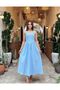 Blue Stone Printed A-Line Lace-Up Dress - Tight Fit - 3