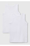Boy's White Organic Cotton 2-Piece Undershirt - 2