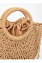 Brown Women's Straw Bag with White Lace Bow - 7