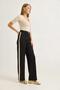 Two-Button Stylish Fabric Wide-Leg Trousers Black - 2