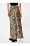 Long Satin Leopard Skirt Standard Waist - 4