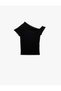 Bürümcük Fabric Short Sleeve Asymmetric One Shoulder Blouse - 3