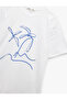 Cotton Short Sleeve Crew Neck Pearl Embroidery Detailed Printed T-Shirt - 5