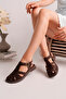Women's Brown Suede Cage Comfortable Sole Daily Sandals - 4