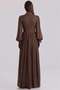 Yoryo Silk Hijab Evening Dress with Pleated and Stone Brooch Detail Brown 1244 - 6