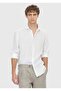 White Plain Casual Fit Long Woven Casual 100% Linen Shirt