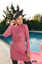 Long Sleeve Hijab Swimsuit Lycra Pink with Chest Detail