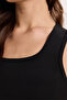 Women's Slim Fit Narrow Cut Thick Strap Square Neck Black Athlete Blouse - 4