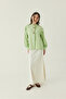 Floral Embroidered Linen Shirt Light Green - 5