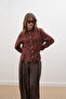 Hakim Collar Linen Shirt Burgundy - 2