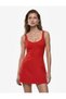 Linen Blend Slim Fit Backless Window Detail Thick Strap Mini Dress - 2