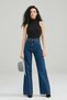 Paris Lycra Dark Blue High Waist Wide Leg Jeans Wide Leg Palazzo Jeans