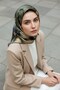 Tie Dye Flower Pattern 100% Twill Silk Khaki Green Mink Color Scarf Edge Stitching Shape - 5