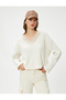 V-Neck Sweater with Stripe Detail - 3