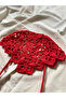 Red Color Bandana, Hand Knitted Bandana - 2