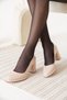 Pensy Premium Beige Patent Leather Women's Heeled Shoes - 5