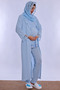 Effortt Maternity Pajama Set with Hijab, Soft Textured Cotton Long Robe - Blue - 8