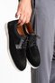 Genuine Leather Men's Loafer Shoes Black Casual Suede Daily Comfortable Lace-Up Model Ravenna - 3