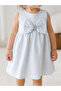 Infant Girls Mint Stripe Sleeveless Dress with Bow - 3