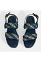 Women's Navy Blue Adjustable Buckle Straw Detailed Sandals - 7