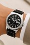 Men's Wristwatch with Calendar Black Leather Cord Silver Color Steel Case Bracelet Gift Zmdk - 4