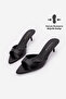 Women's Pointed Toe Strappy Classic Short Heeled Slippers Layer Black