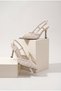 Women's Stiletto Pointed Toe Hand Knitted Strappy Classic Heeled Shoes Ballet Ecru - 5