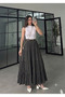 Layered Tencel Crinkle Skirt with Elastic Waistband